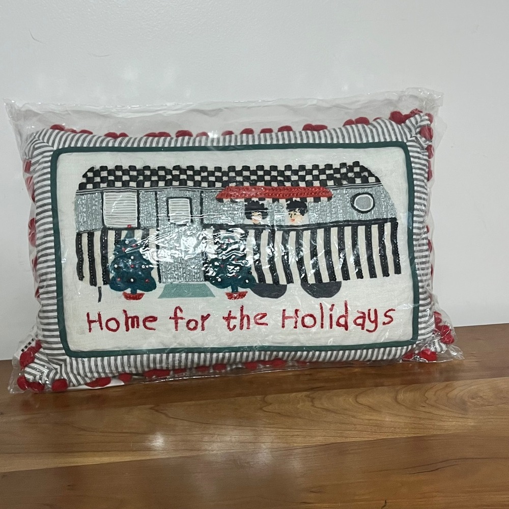 MacKenzie-Childs Holiday Camper Lumbar‎ Pillow Christmas Home for the Holidays